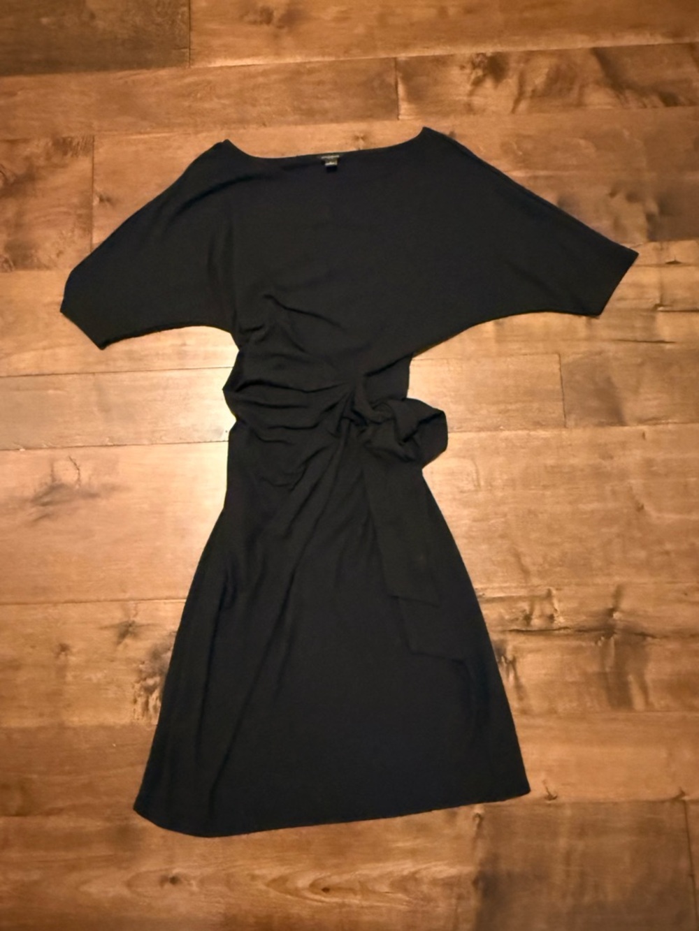 Ann Taylor Black Twist-Waist Midi Dress